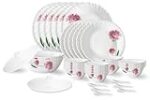 Larah by Borosil Nargis Fluted Series Opalware Dinner Set | 40 Pieces
