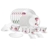 Larah by Borosil Nargis Fluted Series Opalware Dinner Set | 40 Pieces