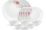 CELLO Scarlet Bliss Dazzle Series Opalware Dinner Set of 18 Pieces