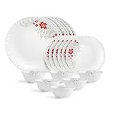 CELLO Scarlet Bliss Dazzle Series Opalware Dinner Set of 18 Pieces