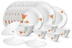 Larah by Borosil Firefly Fluted Series Opalware Dinner Set | 31 Pieces