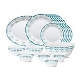Larah by Borosil – Tiara Series, Royal Jade, 27 Pcs, Opalware Dinner Set