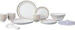 Larah by Borosil Elega Fluted Series Opalware Dinner Set | 40 Pieces