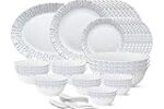 Larah by Borosil – Tiara Series, Pulse, 44 Pcs, Opalware Dinner Set