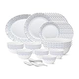 Larah by Borosil – Tiara Series, Pulse, 44 Pcs, Opalware Dinner Set