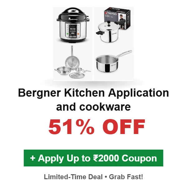 Bergner Kitchen Application and cookware 51% Off + Apply Up to ₹2000 Coupon