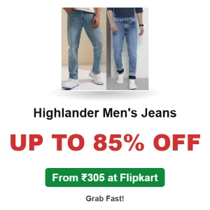 Highlander Men’s Jeans Up to 85% Off From ₹305 at Flipkart