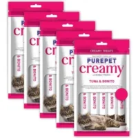 Purepet Creamy Lickable Treat Bonito and Tuna Cat Treat (375 g, Pack of 5)