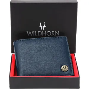 WILDHORN Men Casual, Formal Blue Genuine Leather Wallet(5 Card Slots)