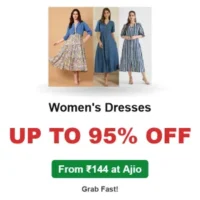 Women’s Dresses Up to 95% Off From ₹144 at Ajio