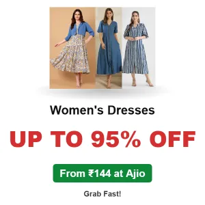 Women’s Dresses Up to 95% Off From ₹144 at Ajio