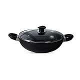BERGNER 5-Layer Non-Stick 20cm Kadai with Glass Lid, 2.3 L