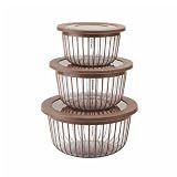 Solimo Better Home Linea Transparent Storage Bowls Set of 3 (1.3L, 2.3L, 3.8L)
