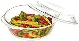 Amazon Brand – Solimo Borosilicate Glass Casserole-Cum-Serving Bowl with Lid 2 L