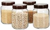 Amazon Brand – Solimo Glass Transparent Storage Jar Set of 4 | 750 ml