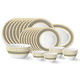 Larah by Borosil Regal Fluted Series Opalware Dinner Set | 36 Pieces