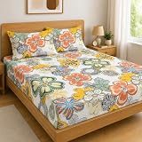 Homedy Premium Cotton Fitted Bedsheet King Size 78 x 72 x 8 Inches with 2 Pillow Covers