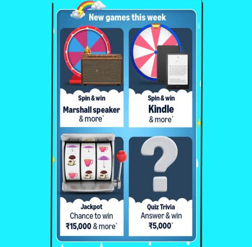 Amazon Monsoon Edition Funzone Spin and Win (₹100 Back on ₹500 Order)