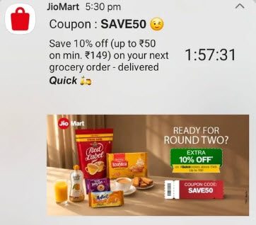 Jiomart Coupon Code Today Grocery India1