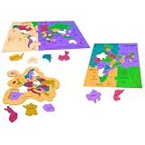 Storio 3 in 1 Map Puzzle for Kids India, Europe and World