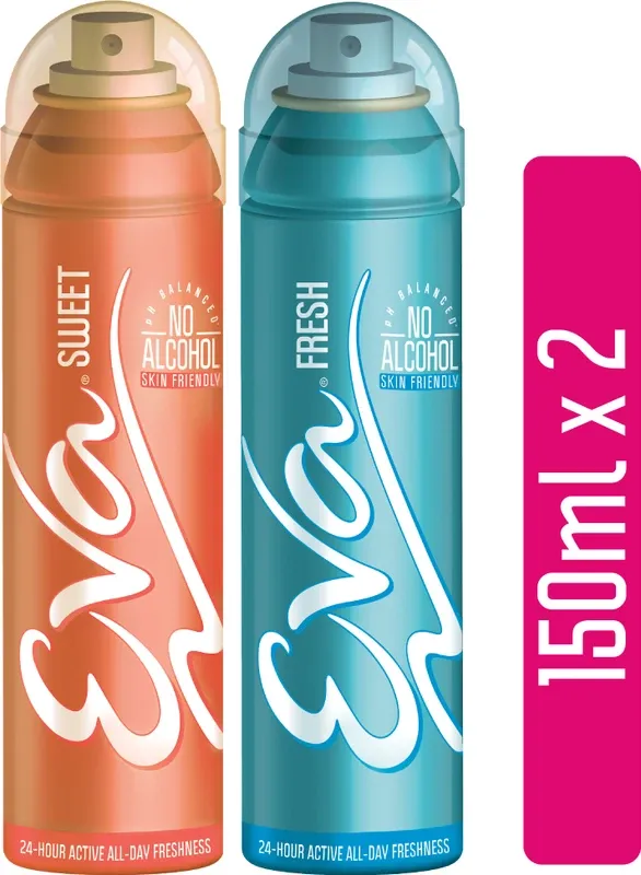 EVA Fresh and Sweet Deodorant Spray – For Women (300 ml, Pack of 2)