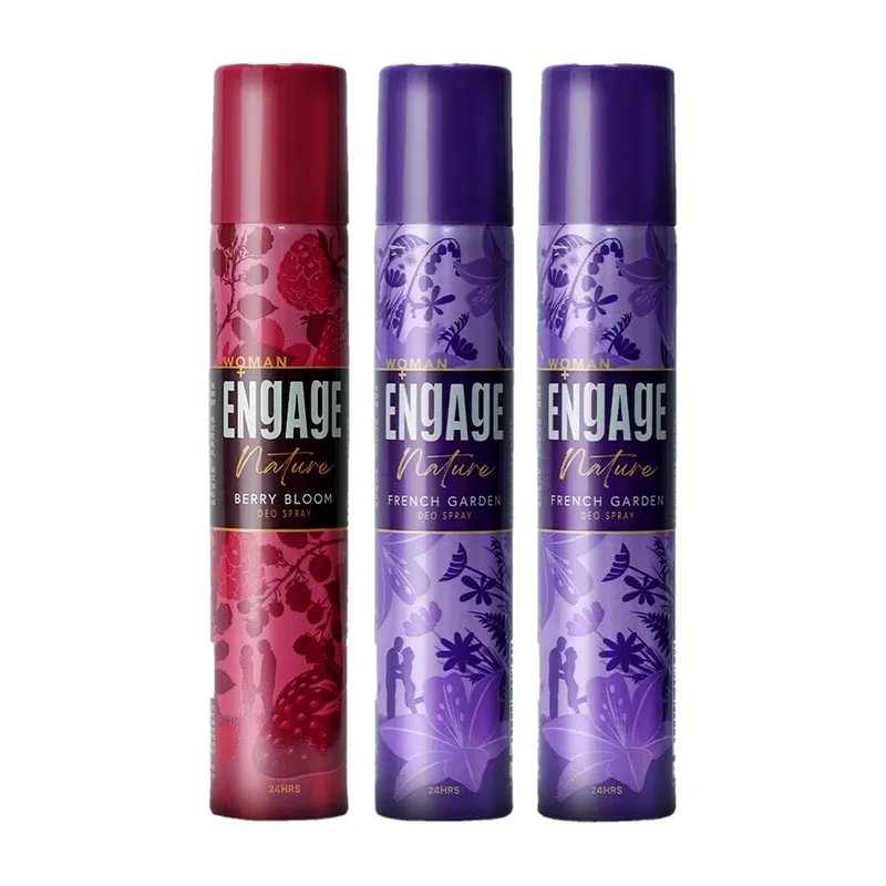 Engage Nature Deo: 2 French Garden & 1 Berry Bloom (150ml X 3) Deodorant Spray