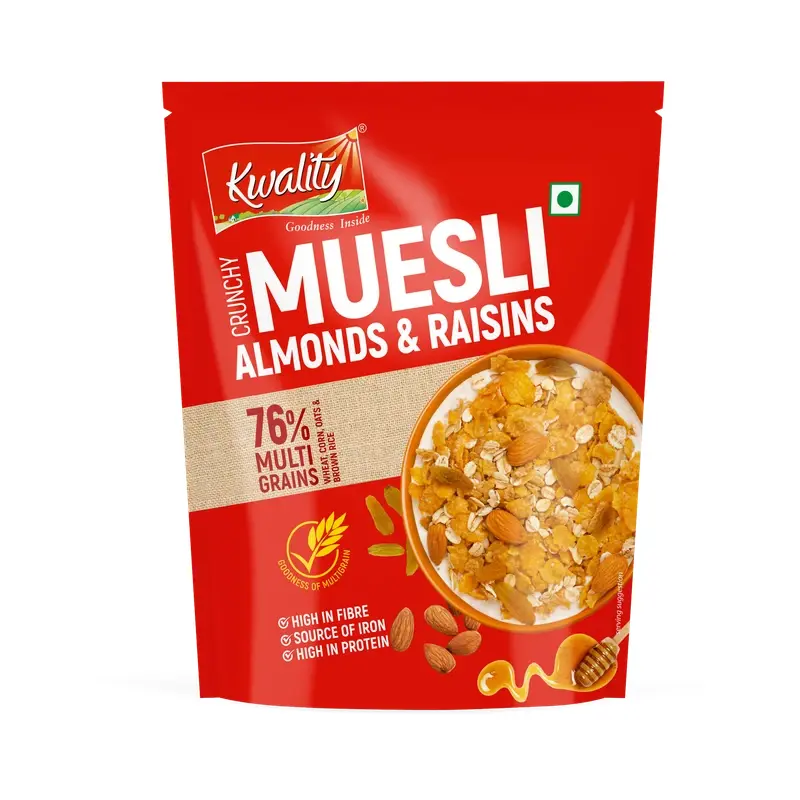 Kwality Muesli Crunchy Almond and Raisins Pouch (60 g)